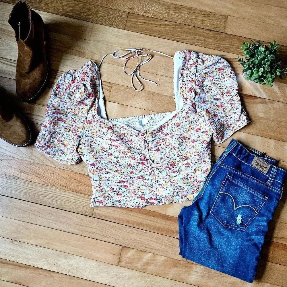 Astr Floral Puff Sleeve Blouse
